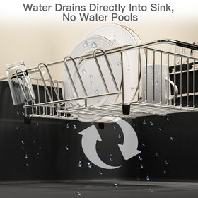 MAJALiS nonslip dish drainer with silicone sleeves protects sink surfaces.