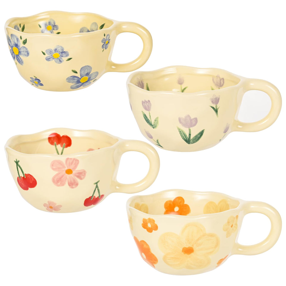 MAKCNMYM vintage flower mug with irregular design for a stylish morning ritual