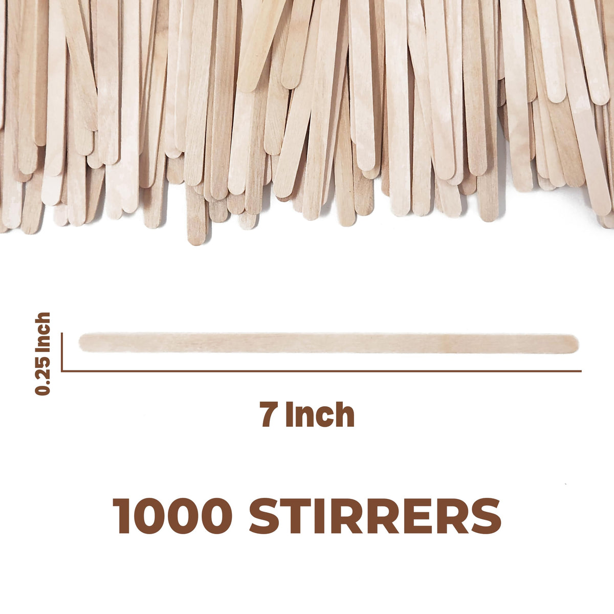 Makerstep birch wood stir sticks with rounded ends for safe stirring.