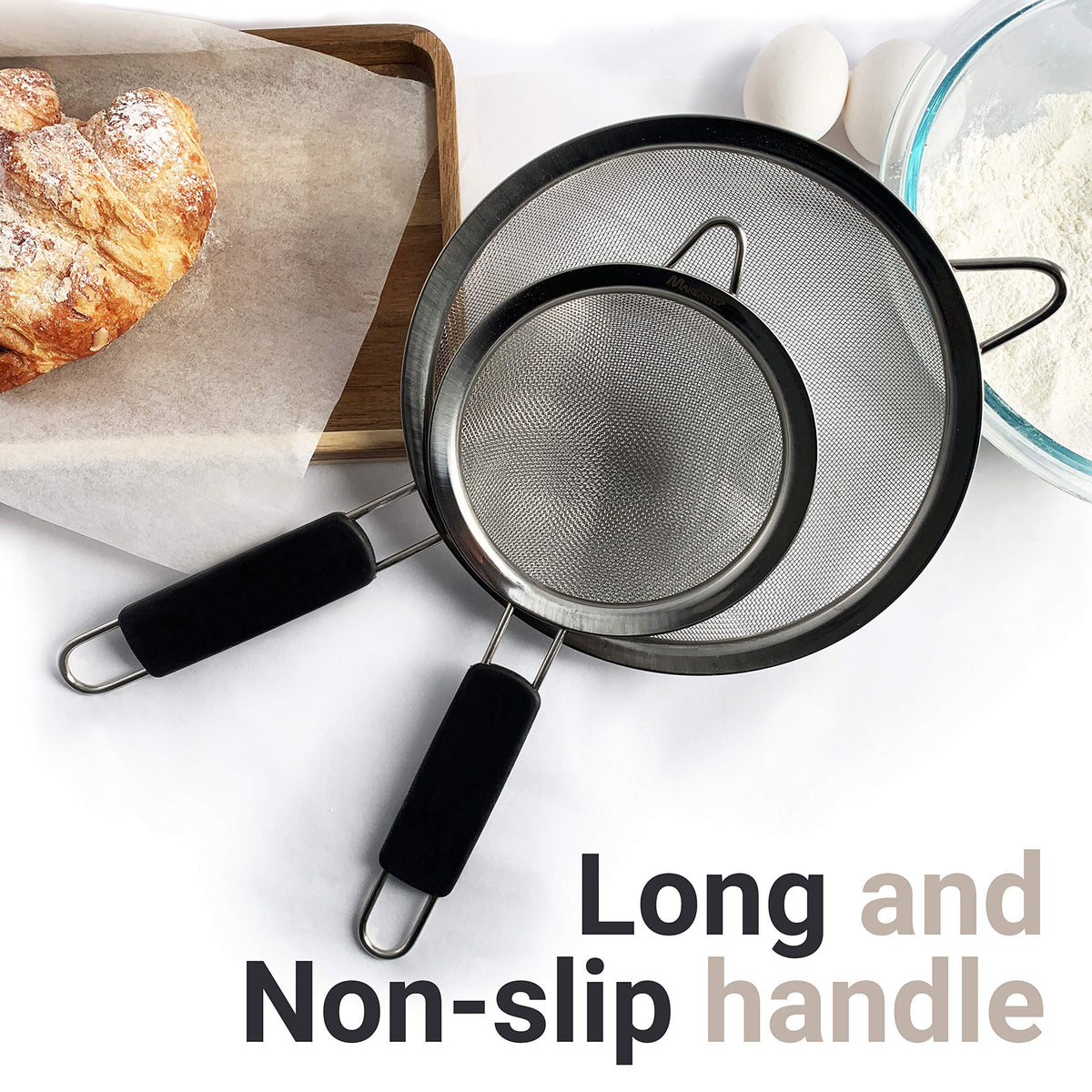 Makerstep fine mesh strainer hanging loop keeps tools accessible and organized.