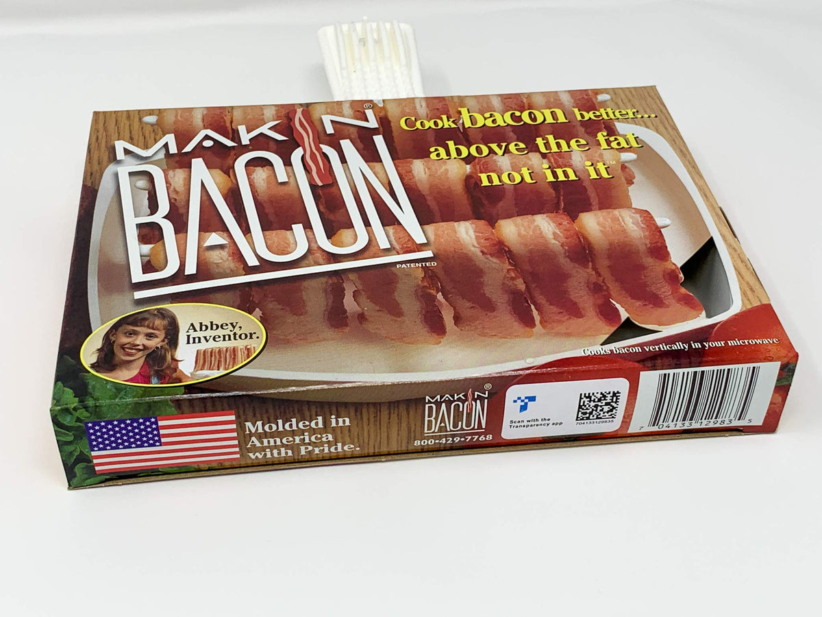 MAKIN BACON bacon draped on drip bars for even cooking and fat reduction