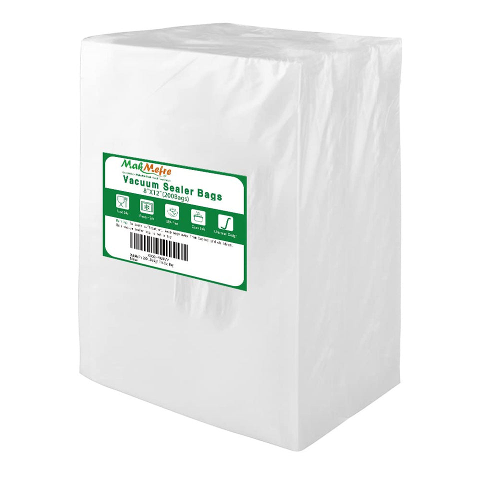 MakMeFre 200-count 8x12 bags box for organized food storage.