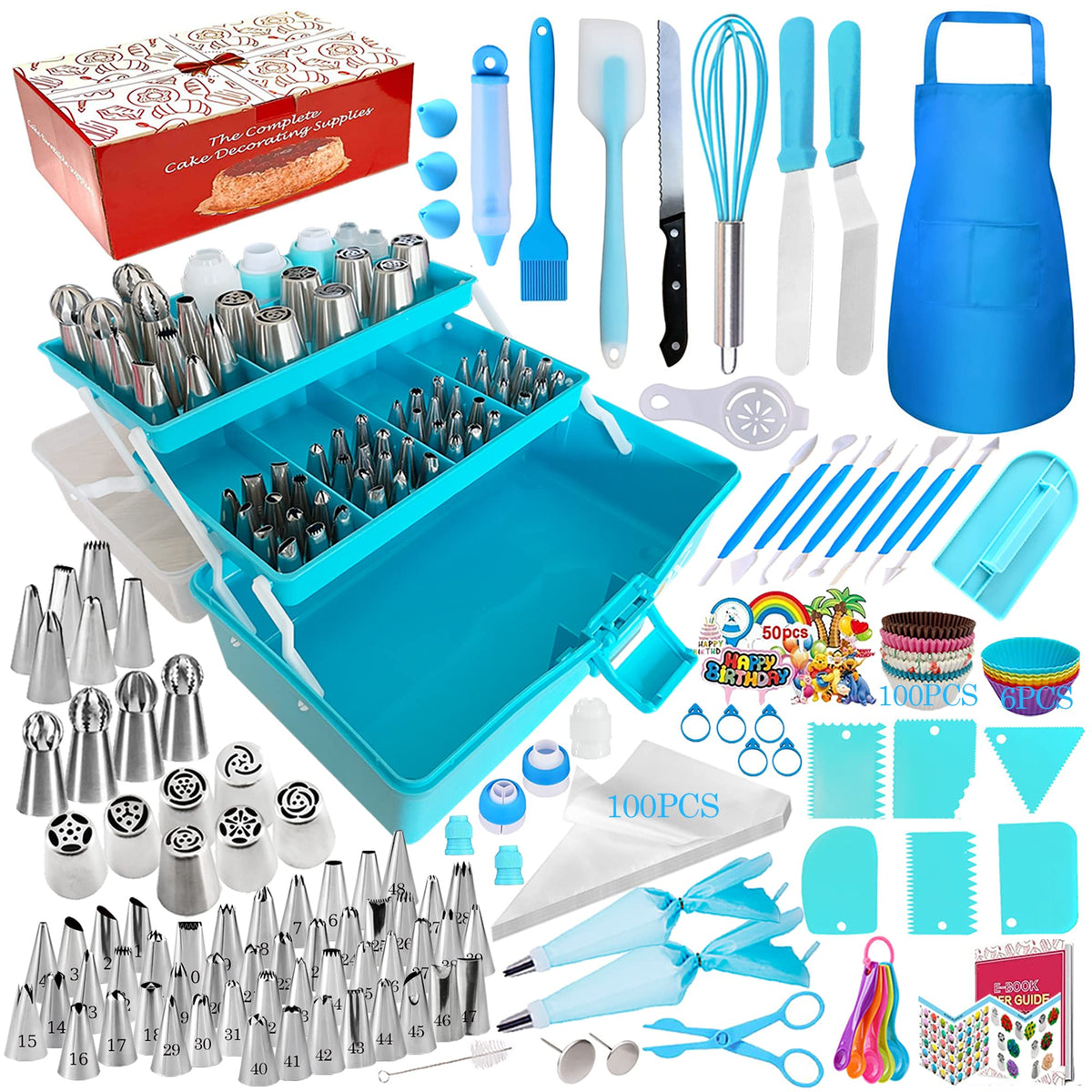 Makmeng cake decorating kit in a storage case for organized baking.
