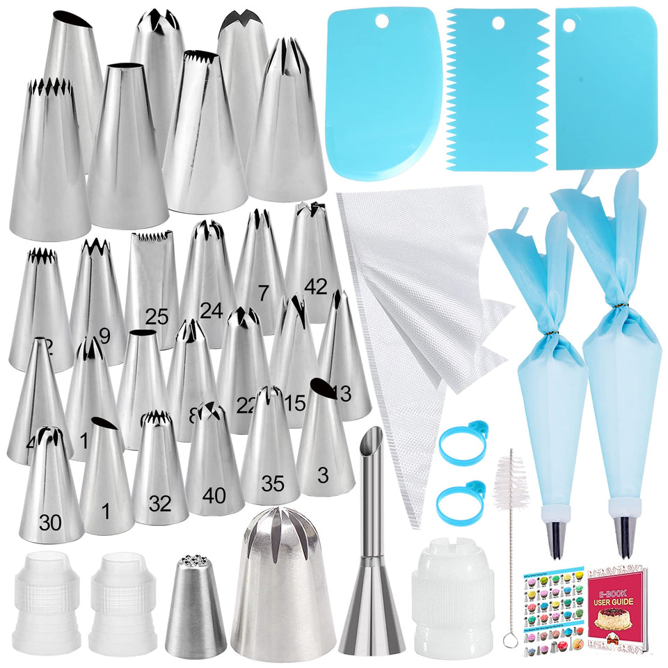 Makmeng piping bags set contents visible for easy decorating inspiration.