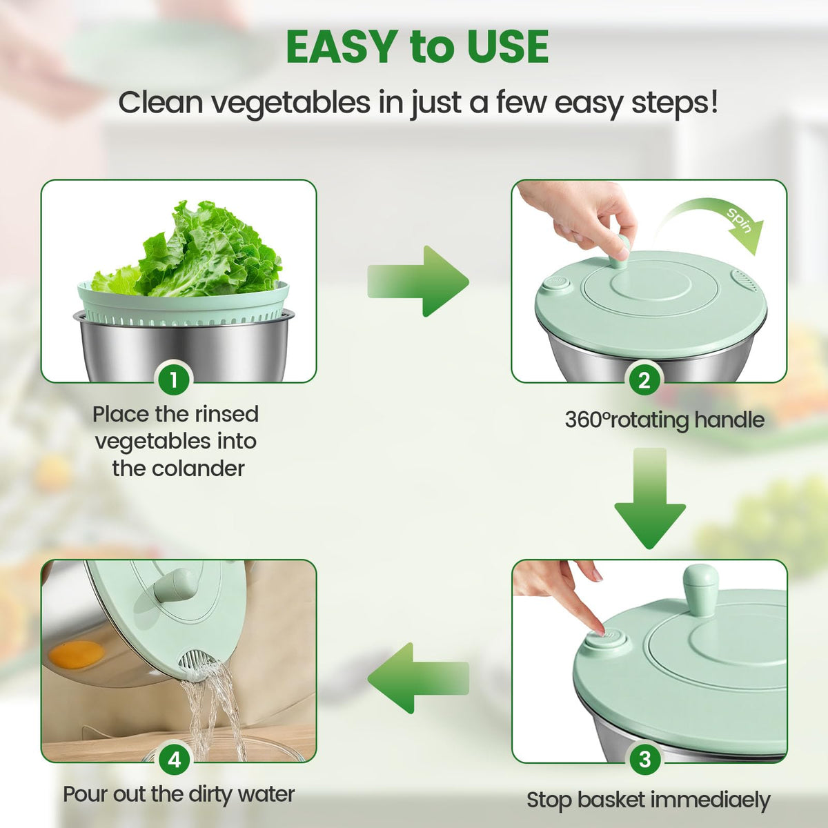 Makmvney five blades enable slicing, shredding, and dicing with one tool.