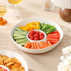 MALACASA 12-inch serving plate fits a variety of bite-sized foods.