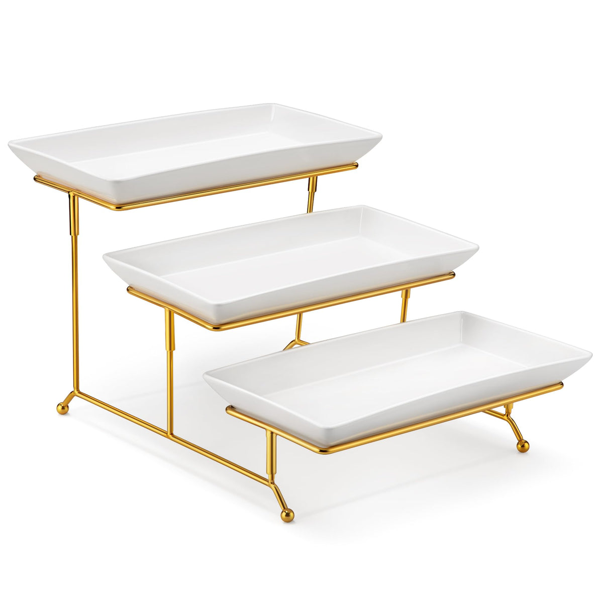 Malacasa 3-tier serving stand with porcelain trays for elegant dessert display