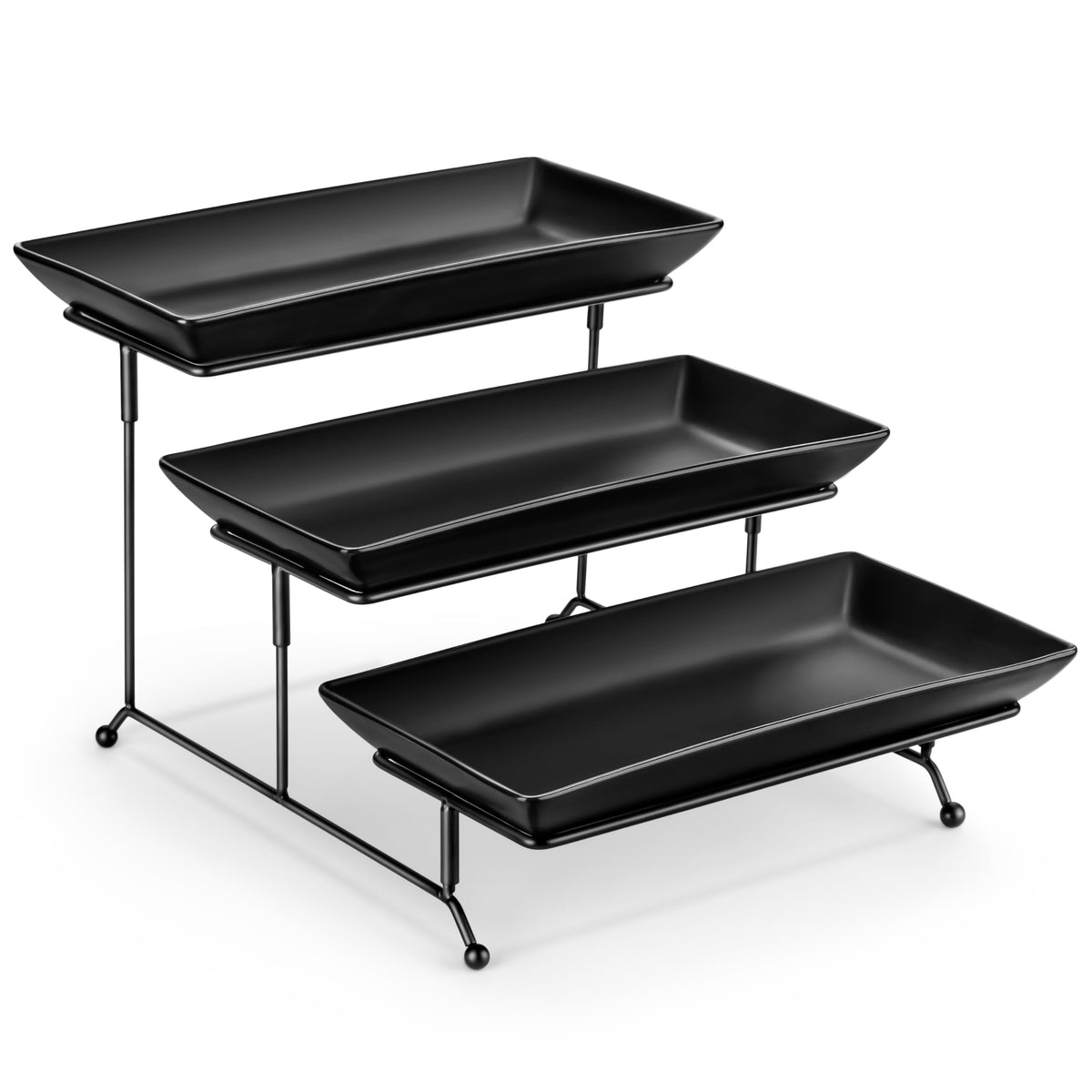 MALACASA 3-tier serving tray with porcelain trays, ideal for elegant dessert displays