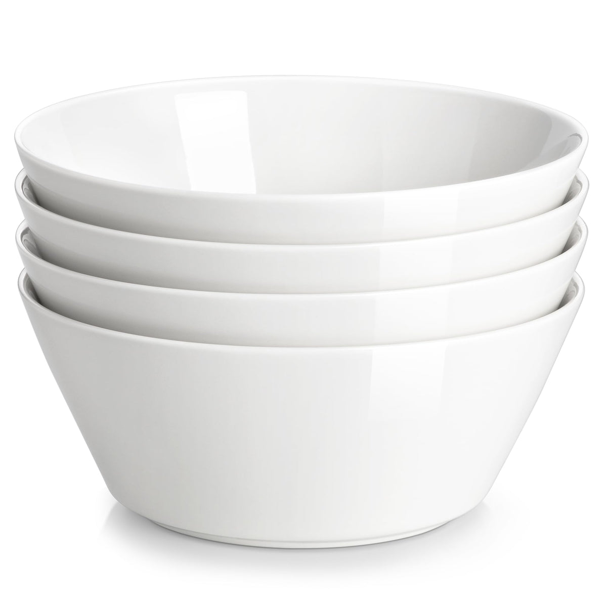 MALACASA 35 oz soup bowls set of 4 in white porcelain, ideal for hearty servings and soups.