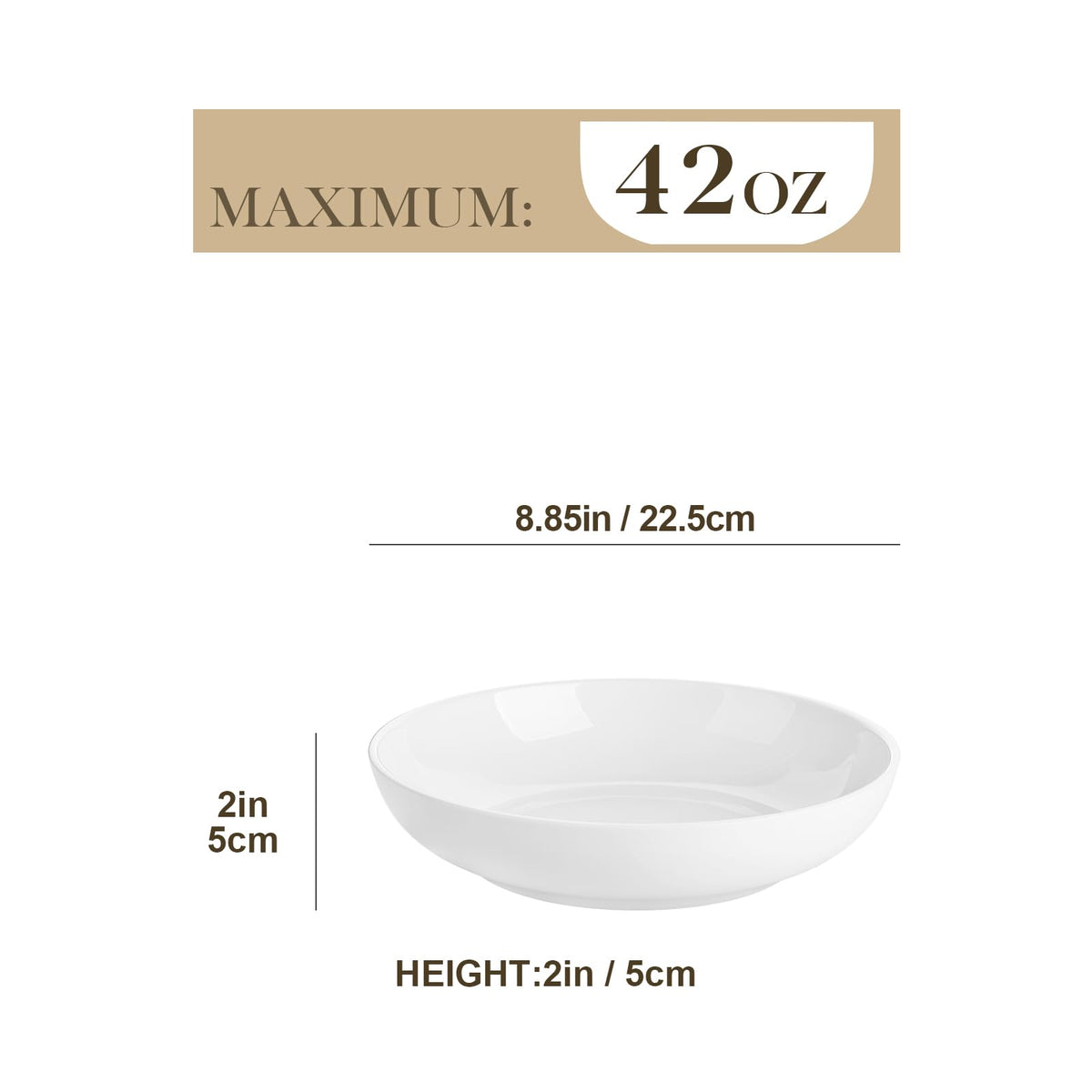MALACASA 42oz white pasta bowls showcasing durable porcelain for daily meals.