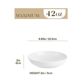 MALACASA 42oz white pasta bowls showcasing durable porcelain for daily meals.