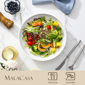 MALACASA bowl interior showing 56 oz capacity for pasta