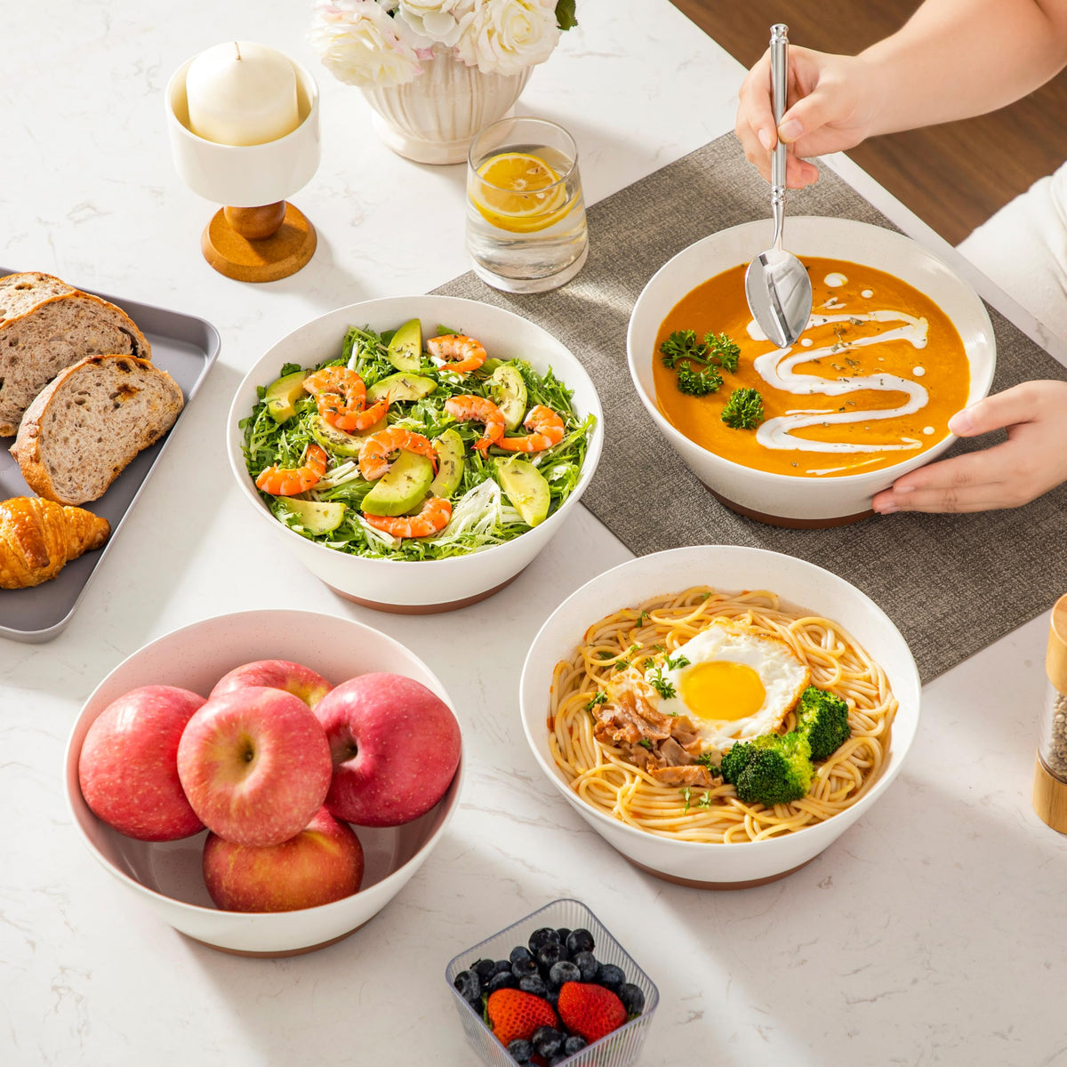 MALACASA 60oz serving bowls balance practicality and style