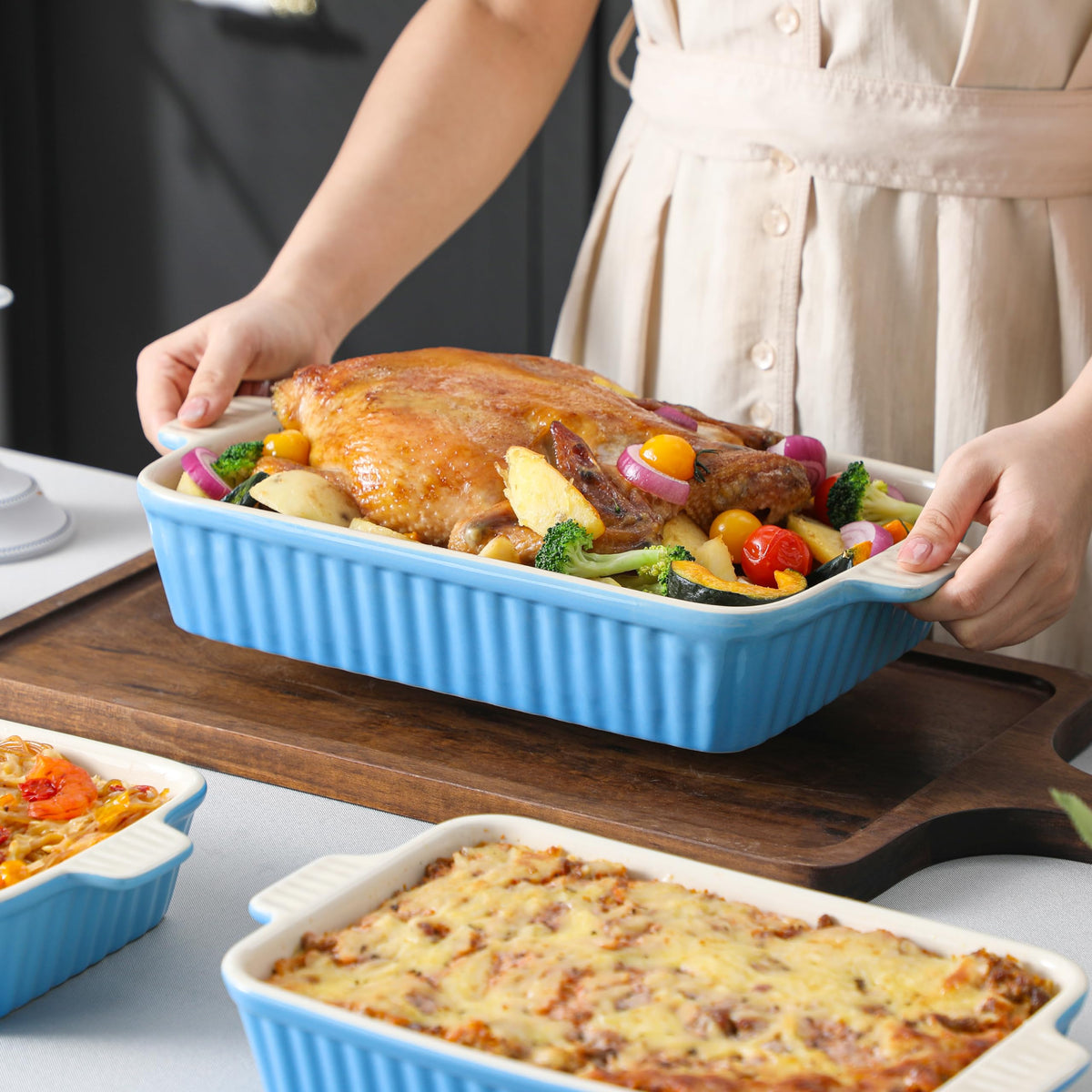 MALACASA Bake.Bake blue dishwasher-safe bakeware