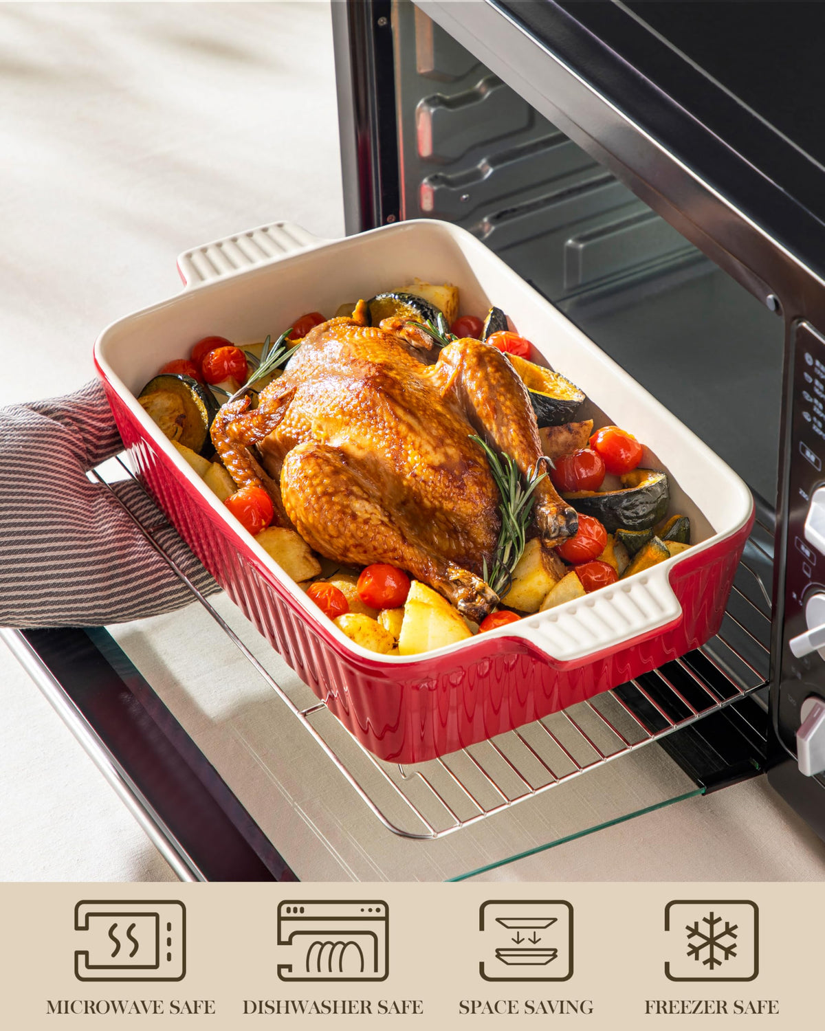 MALACASA lead-free ceramic pan promotes safe, durable baking and serving