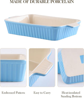 MALACASA Bake.Bake 11.1-inch blue rectangle casserole, easy to clean and store