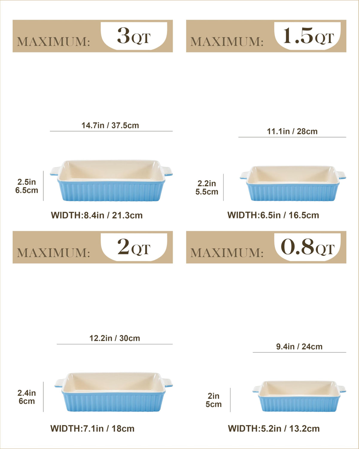 MALACASA Bake.Bake blue 12.2-inch rectangle casserole, great for family meals