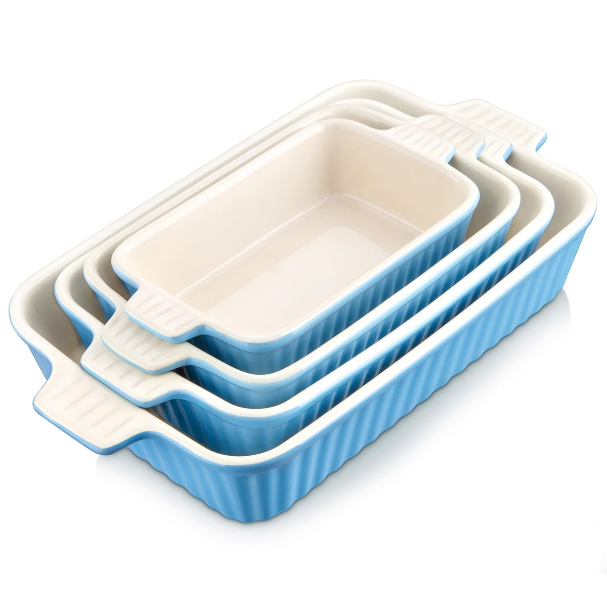 MALACASA Bake.Bake blue 14.7-inch rectangle casserole with handles, oven-safe and versatile