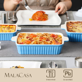 MALACASA Bake.Bake 9.4-inch blue rectangle casserole, ideal for single portions
