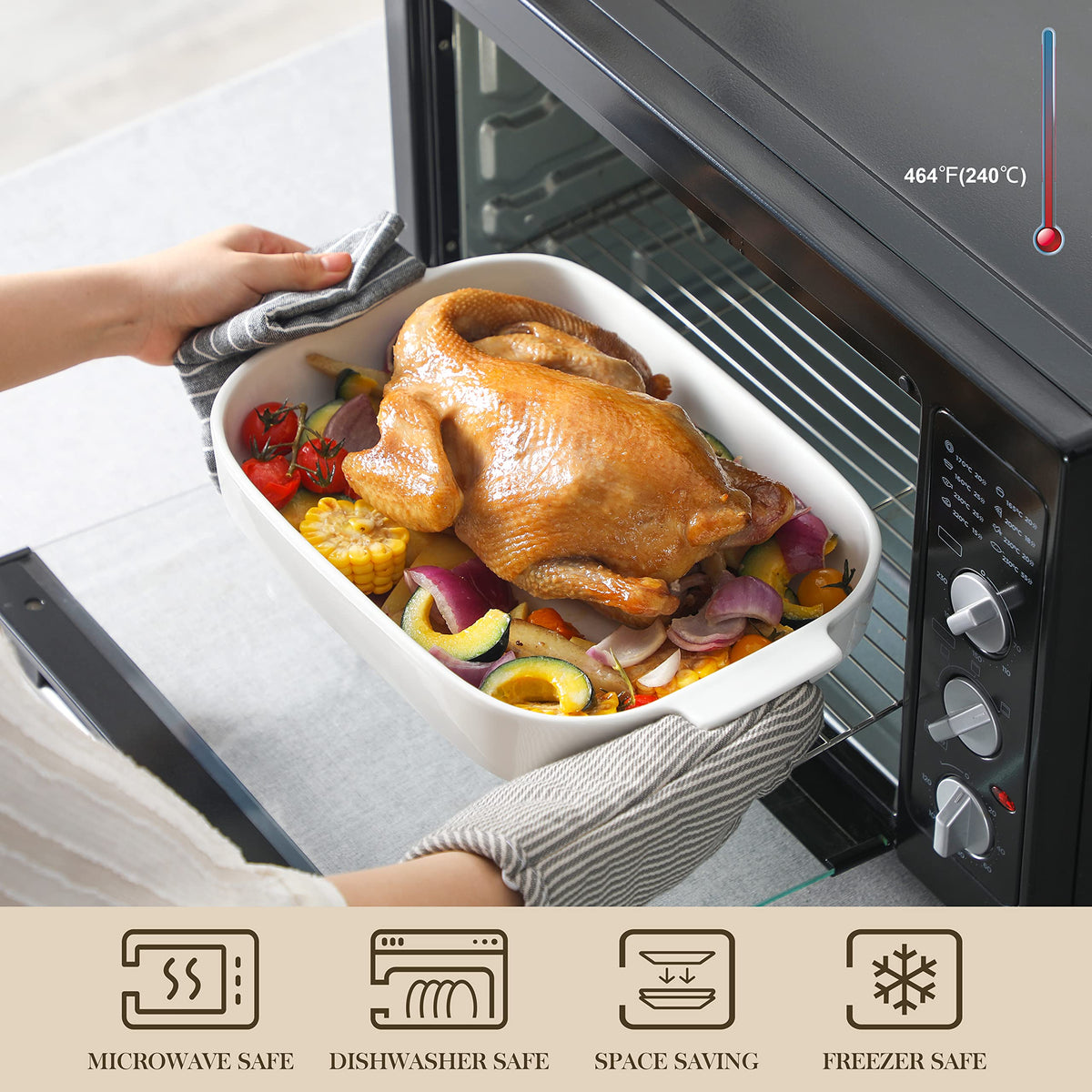 MALACASA Bake Series 9-4 inch rectangle casserole ideal for desserts and warm sides.