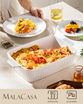 MALACASA baking dish deep lasagna pan perfect for layered casseroles