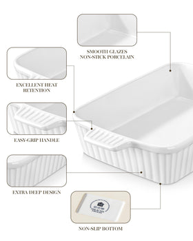 MALACASA baking dish glazed interior and exterior for easy cleaning