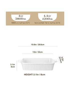 MALACASA baking dish rectangular oven pan ready for cooking