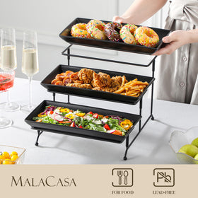 MALACASA black dessert stand with adjustable angles for versatile serving