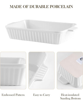 MALACASA rectangular bakeware close-up shows smooth glaze and clean lines.