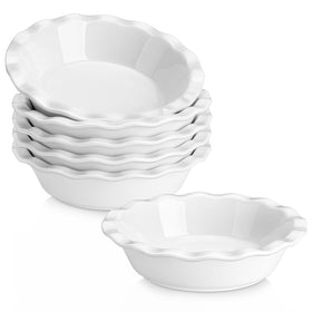 MALACASA ceramic mini pie pan, 6-inch white for single servings and even crusts.