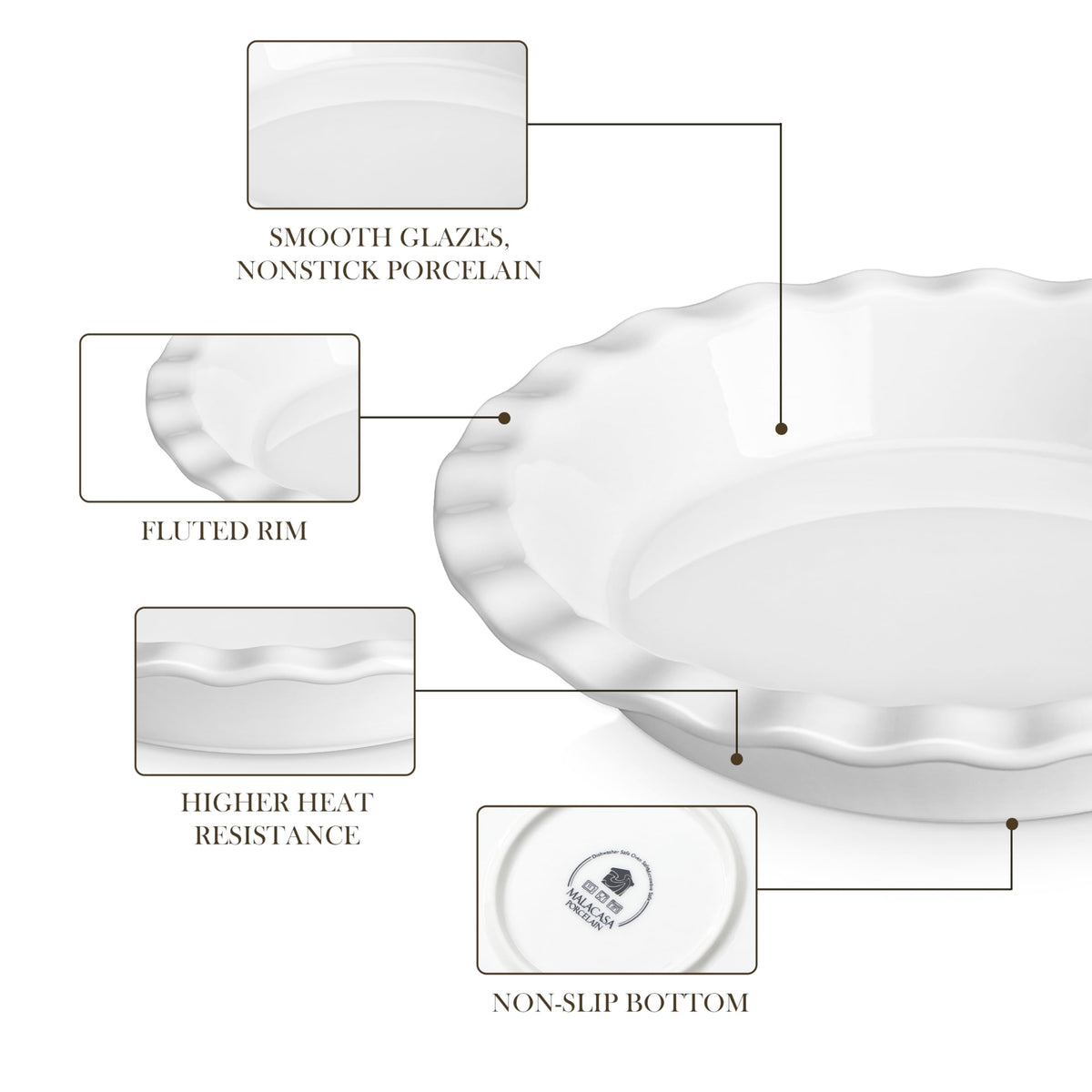 MALACASA white ceramic surface easy to wipe clean after use