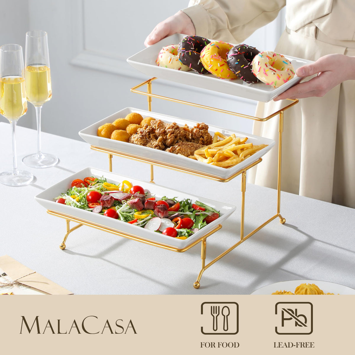 Malacasa collapsible gold metal rack enables adjustable height configurations