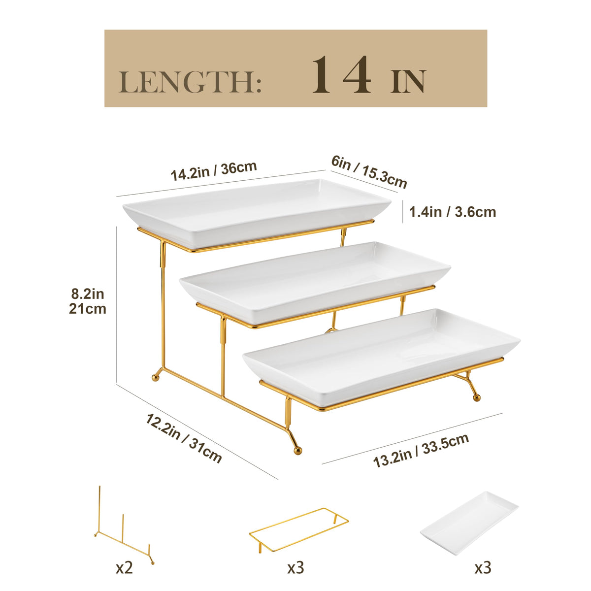 MALACASA collapsible gold metal rack provides sturdy support for serving