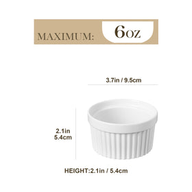 MALACASA creme brulee ramekins 6oz porcelain ideal for even baking and elegant presentation.