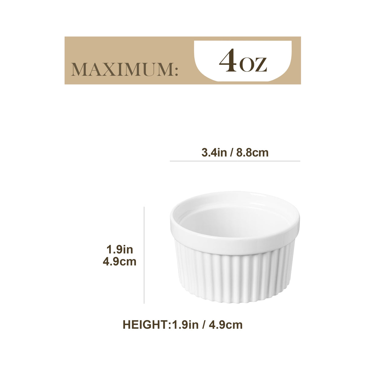 Malacasa creme brulee ramekins with smooth glaze for easy cleaning