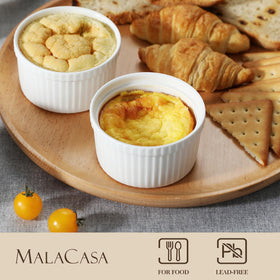 MALACASA creme brulee ramekins ready for baking and dessert presentation.