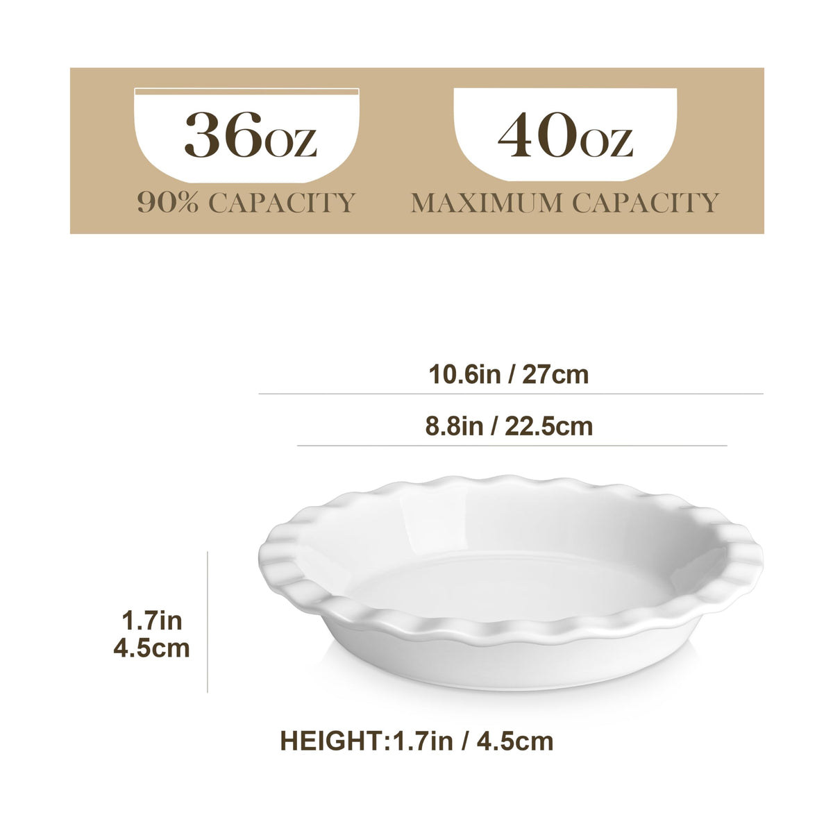 MALACASA deep-dish pie plate with fluted edge for grip