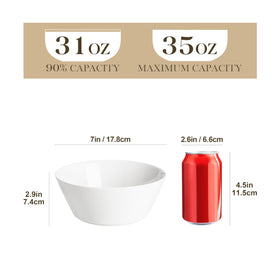 MALACASA deep white porcelain soup bowl close-up showing deep capacity for stews.