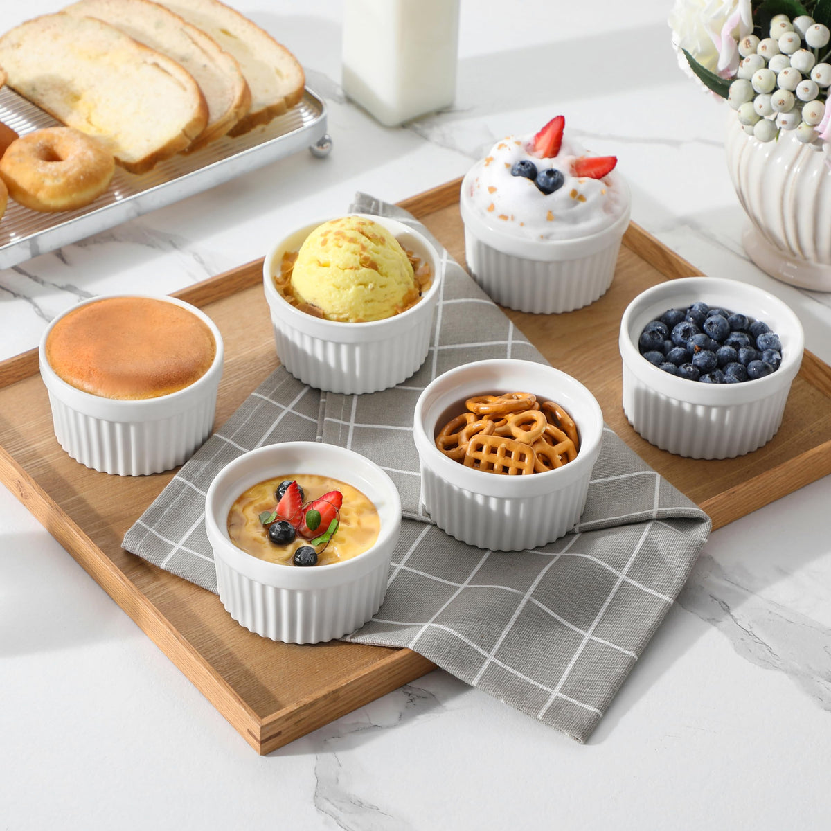 MALACASA dipping sauce cups 6oz porcelain handy for condiments and tasting portions.