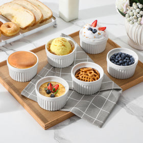 MALACASA dipping sauce cups 6oz porcelain handy for condiments and tasting portions.
