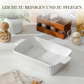 MALACASA dishwasher-safe, microwave-safe, and refrigerator-safe bakeware for easy cleanup.