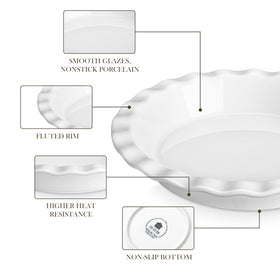 MALACASA ceramic quiche pan suitable for tarts and pies