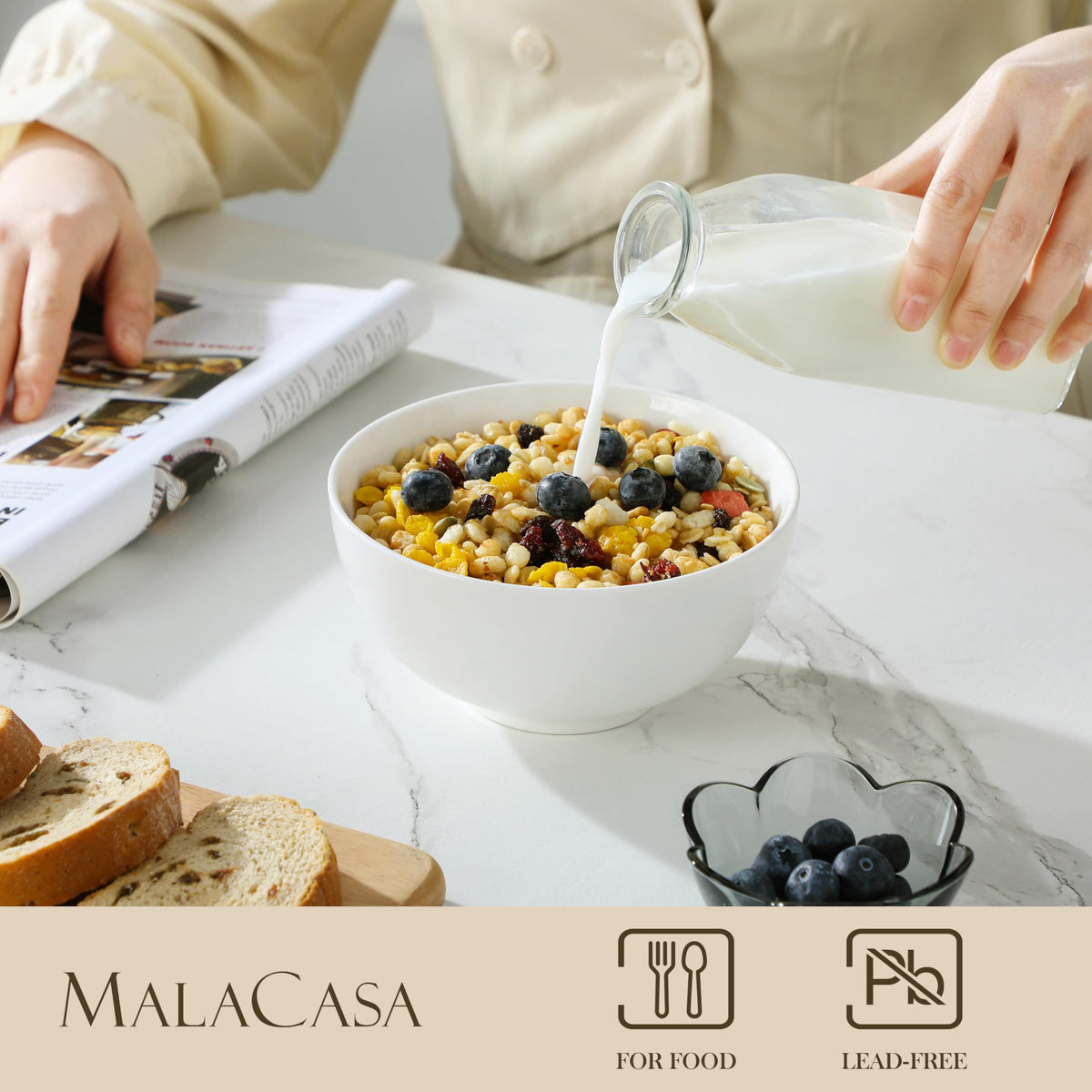 MALACASA durable ceramic bowls designed for daily use and hot meals