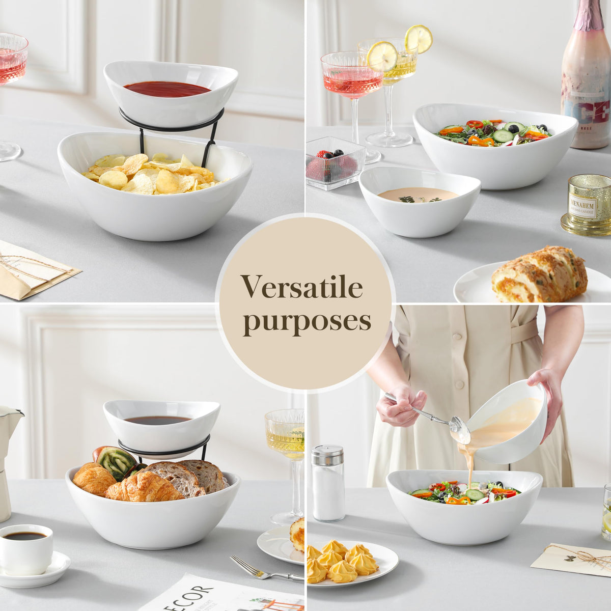 MALACASA durable porcelain construction resists scratches for daily use.