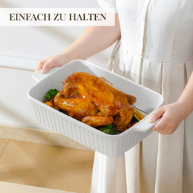 MALACASA double-handle design offers secure grip from oven to table.