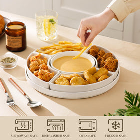 MALACASA elegant white platter on table complements formal or casual settings