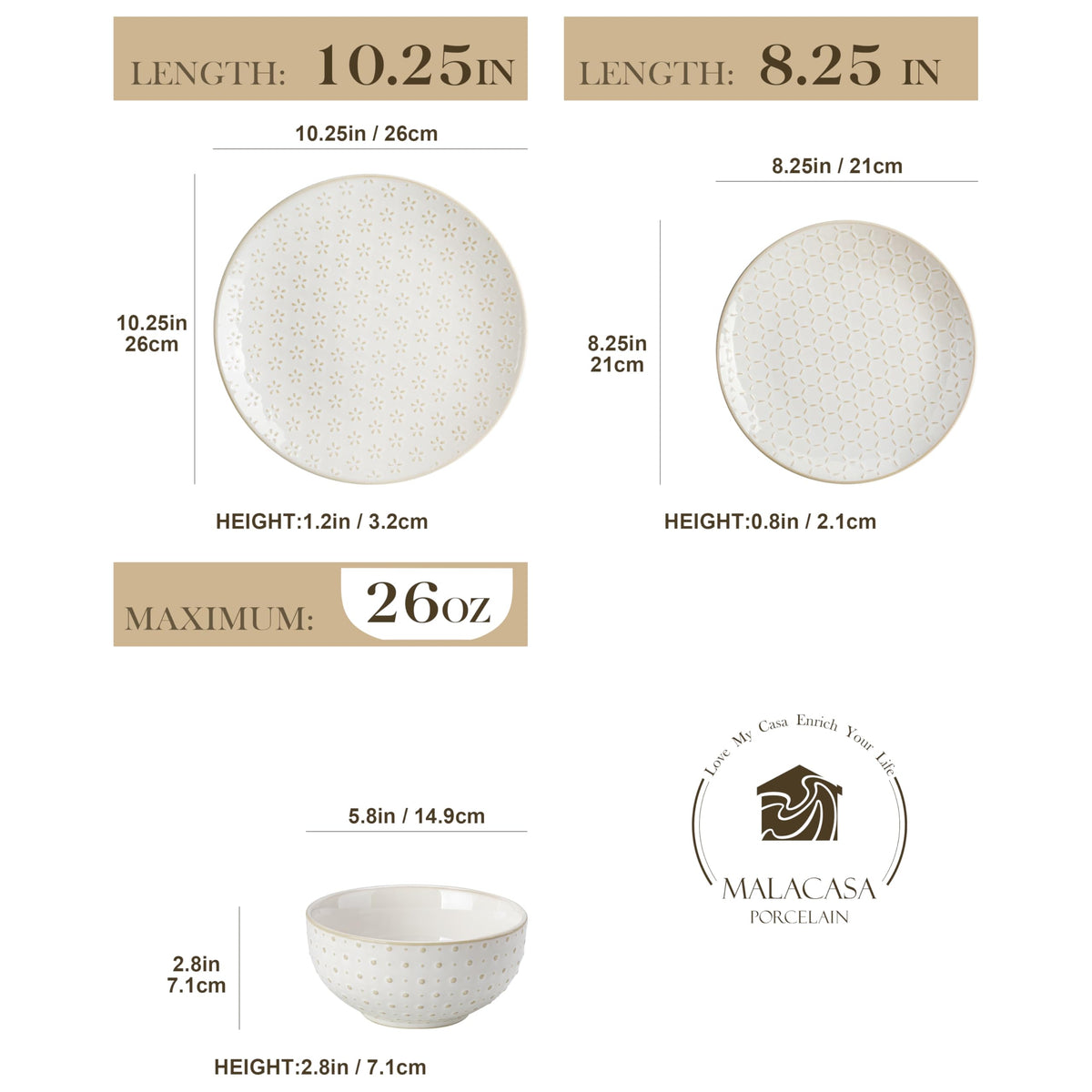 Malacasa embossed salad plate with tactile detail for stylish serving