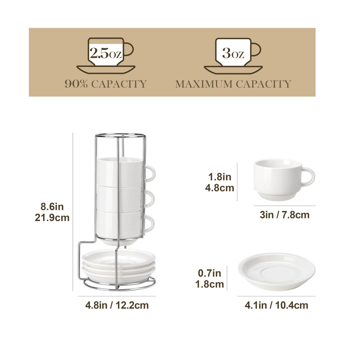 MALACASA 2.5 oz porcelain espresso cups ideal for a bold shot.