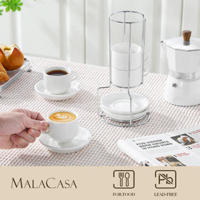 MALACASA 4 oz porcelain espresso cups perfect for cappuccino and crema.