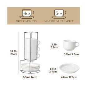 Malacasa porcelain espresso cups stackable design saves cabinet space.